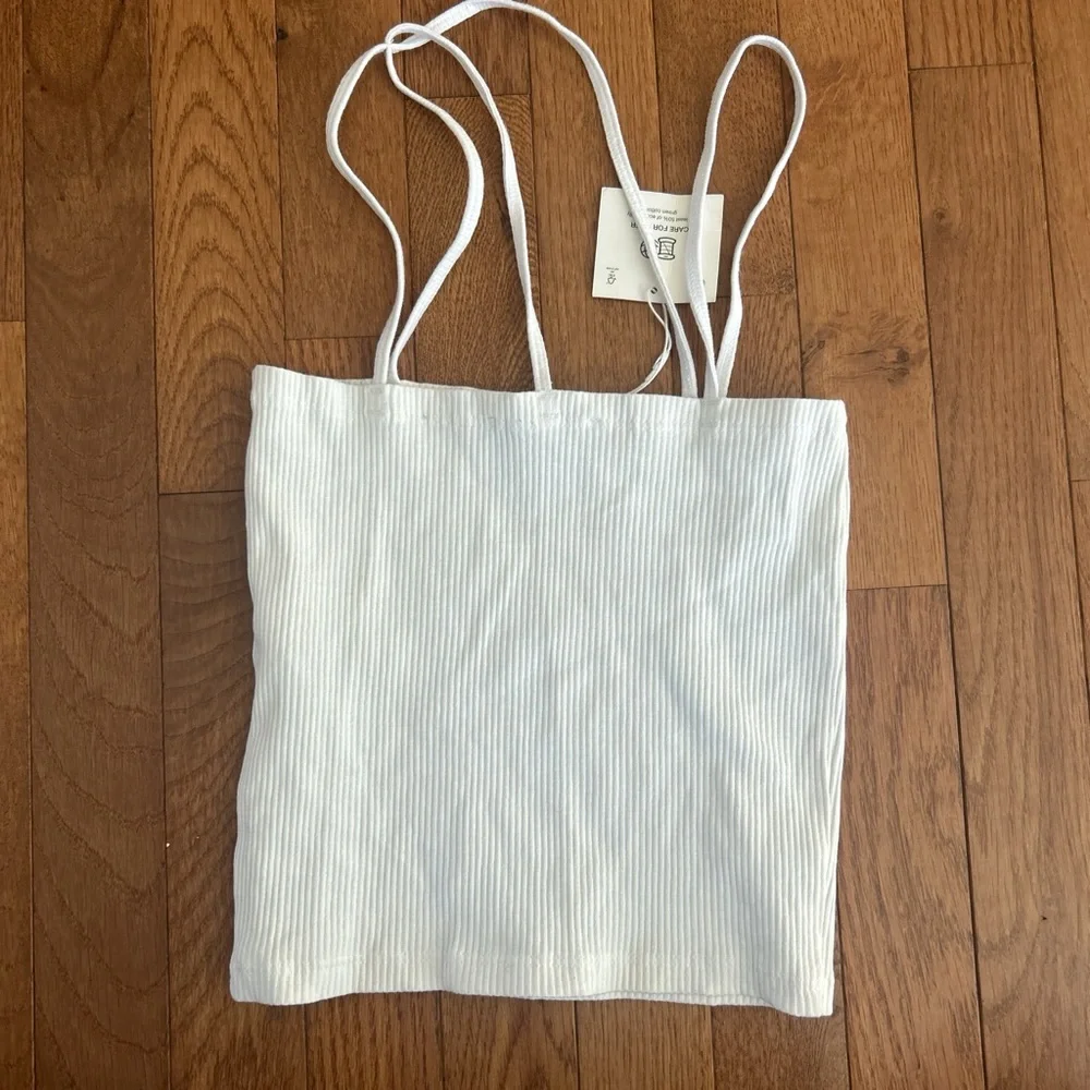 Zara White Ribbed Tank Top - Picture 2 of 5